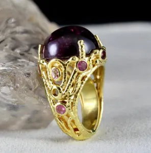 Authentic The Ethereal Rose: Carved Pink Tourmaline Gold-Plated Talisman