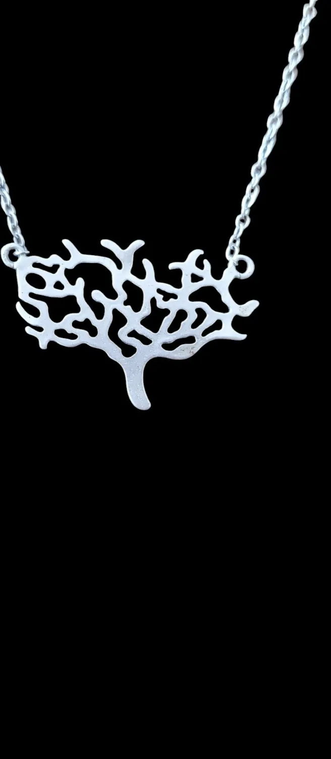 Authentic 18K Gold Plated Pendant Necklace Tree of Life Silver Tone 17"