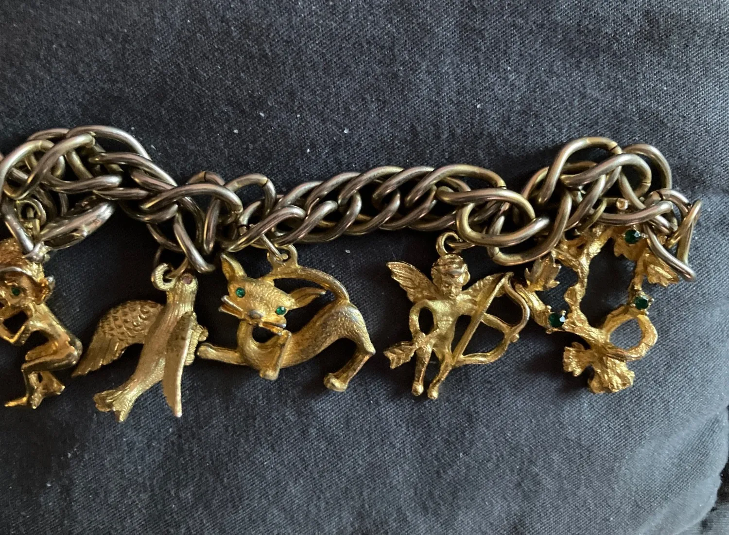 Authentic Vintage 60s Lucky Tree of Life Gold Plated  5 Charm Bracelet
