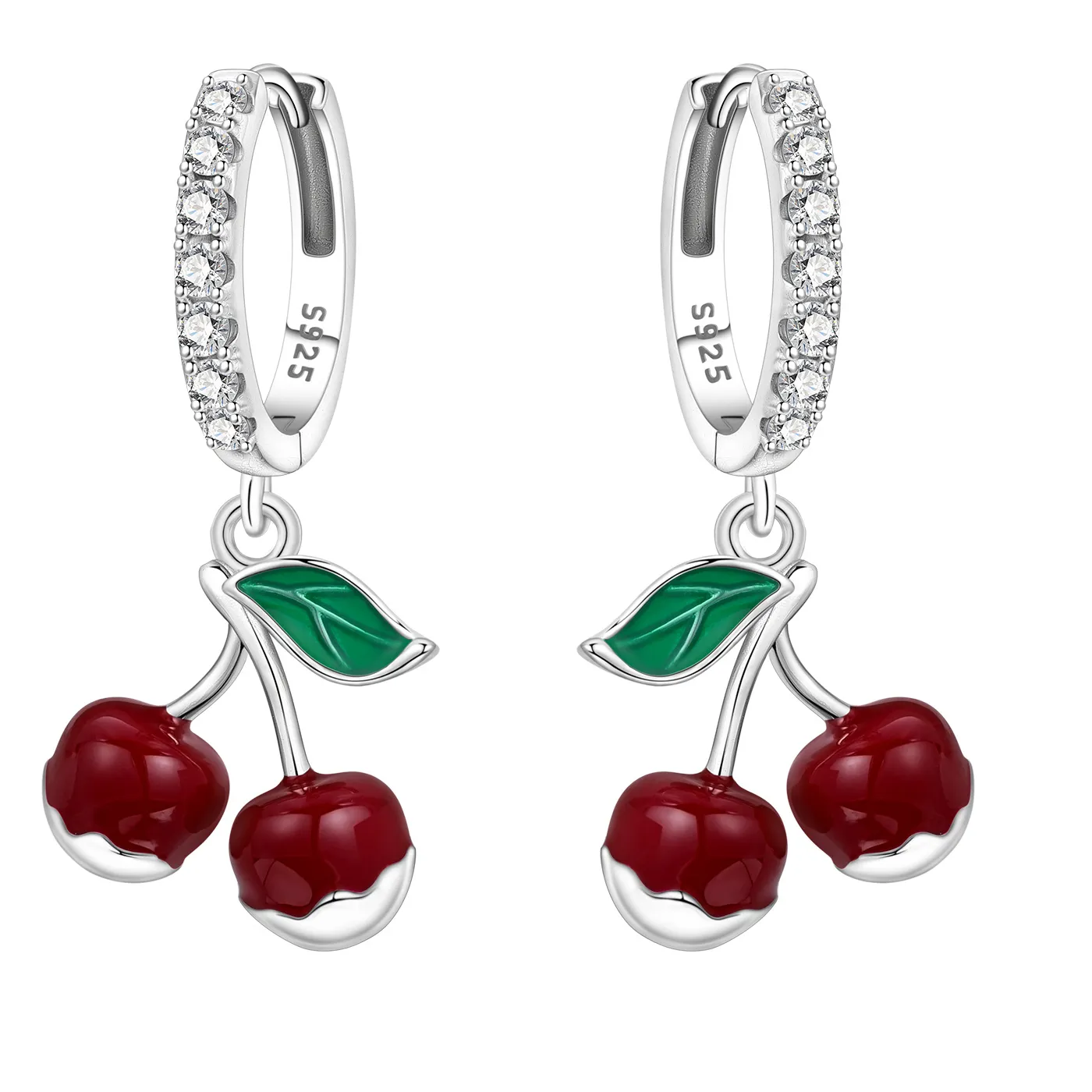 Authentic Orstarry S925 Sterling Silver Red Cherry Fruit Drop Earrings Women Earrings Charm Versatile Party Jewelry Gifts