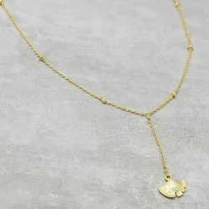Authentic Ginkgo Biloba Eternal Vitality Lariat - Sacred Resilience Gold Plated Amulet