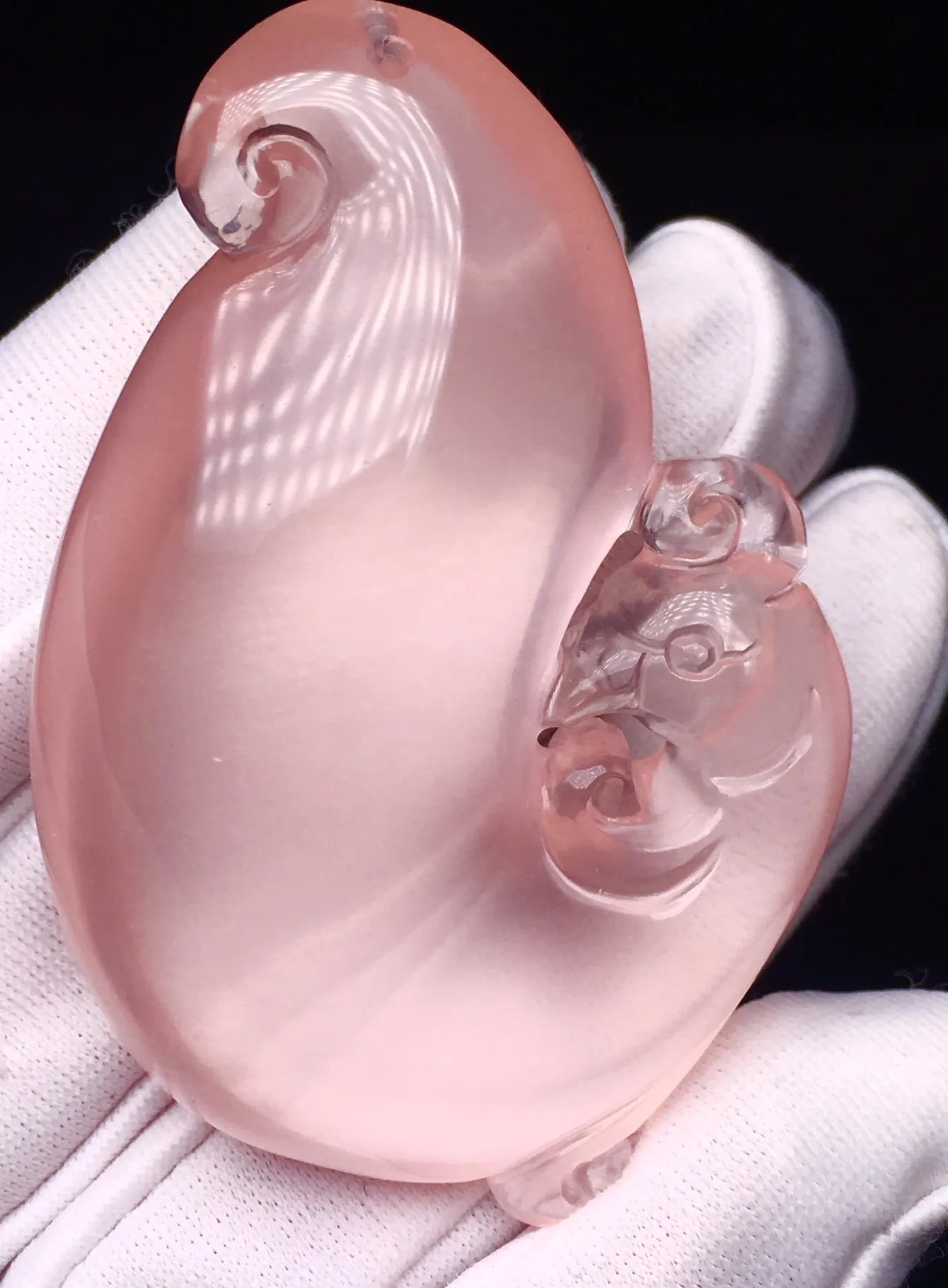 Authentic Natural Rose Quartz Pendant Necklace Birds Rose Quartz 54.36.15mm Crystal Jewelry AAAAA