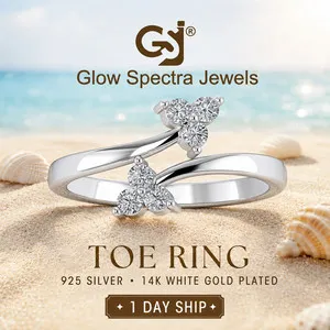 Authentic 0.12 Ct Round Simulated Diamond Bypass Women's Toe Ring 14k White Gold Plated