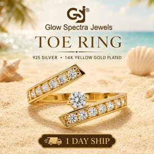 Authentic 0.35ct Round Simulated Diamond Women's Bypass Toe Ring 14k Yellow Gold Plated