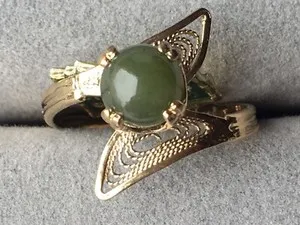 Authentic The Whispering Jade Embrace Gold-Plated Bypass Ring