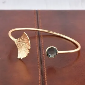 Authentic London bt with Ginkgo leaf Adjustable bracelet in 22k gold plated, Gifts For Her