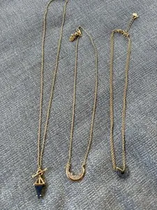 Authentic Moon Magic Trio Labradorite Necklace Set 18K Yellow Gold Plated w/ CZ