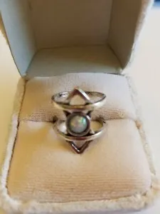 Authentic Celestial Fire Opal Ring in Radiant White Gold Plate