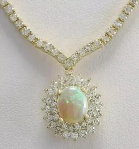 Authentic 2.00 Ct Oval Cut Simulated Fire Opal Women's Necklace 14K Yellow Gold Plated