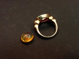 Authentic Beautiful Lab Grown Fire Jelly Opal 12x10mm 3.46 carat in 925 gold plated Ring