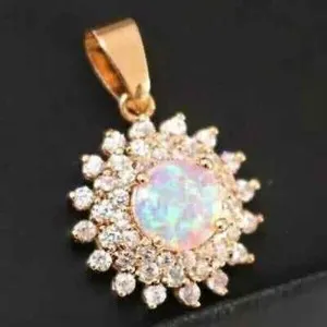 Authentic Floral Essence of the Soul - 2.30Ct Round Cut Fire Opal Flower Charm Women Pendant