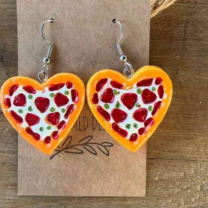 Authentic Heart Of The Hearth Gold Plated Pizza Talisman Earrings