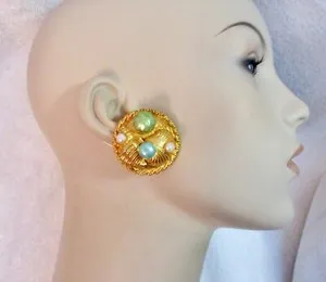 Authentic Dominique Aurientis Gilded Tidal Clip Earrings
