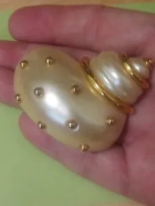 Authentic Guardian of the Tides: Spiral Seashell Brooch of Enduring Protection