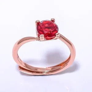 Authentic Garnet Gemstone Rose Gold Plated Ring Size Adst (R8)