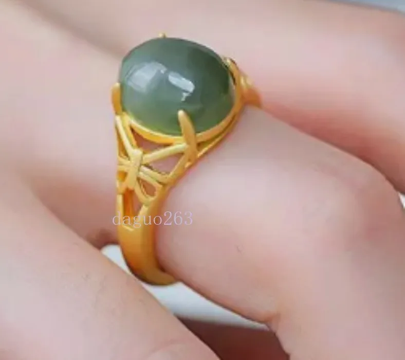 Authentic hetian Jade Butterfly Rings Silver gold-plated Natural Amulet Women Adjustable