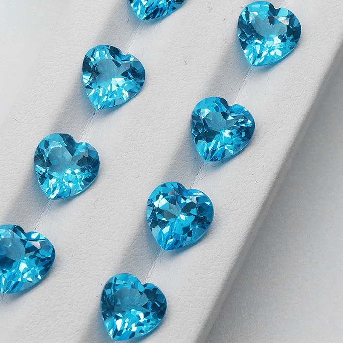 Authentic Natural Swiss Blue Topaz Heart Shaped Loose Gemstone Clear Crystal For Ring And Necklace Jewelry Inlay