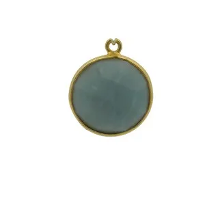 Authentic Natural Blue Opal Coin One Loop Bezel (11mm and 15mm) - Gold Plated over 925 Ste