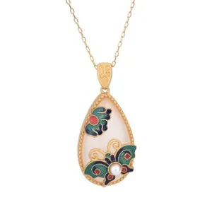 Authentic Celestial Whisper: White Jade Butterfly Pendant Necklace in 18K Gold Plating