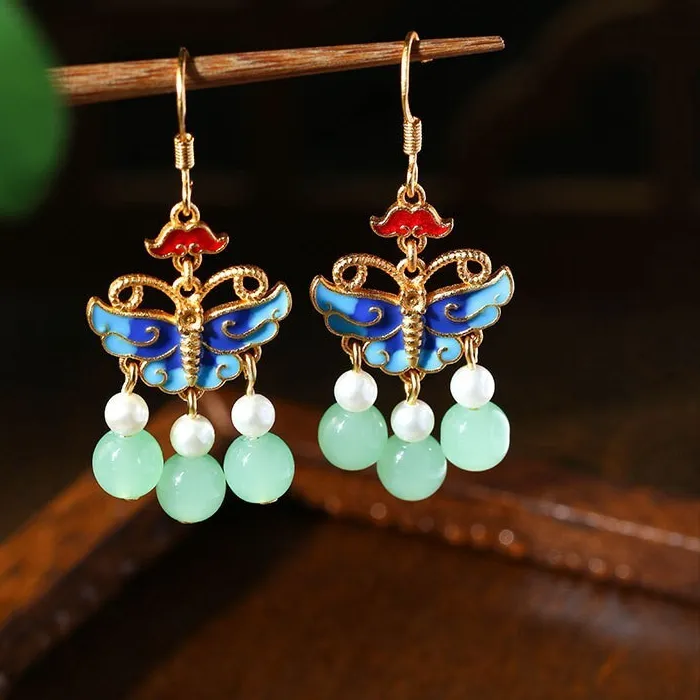 Authentic Whispers of the Emerald Goddess: Empowering Jade Butterfly Earrings