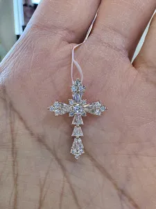 Authentic Radiant Faith: The 1.4 Carat Baguette Moissanite Golden Cross Talisman
