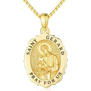 Authentic St. Gerard Radiant Guardian Necklace – 14K Gold‑Plated Sacred Emblem