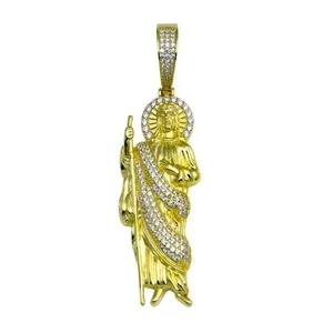 Authentic Invoke Saint Jude's Intercession: Gold Plated 925 Sterling Silver CZ Pendant