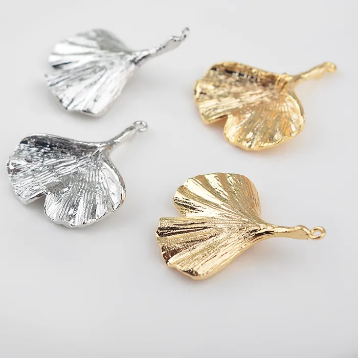 Authentic (1605)6PCS 25x30MM 24K Gold Color Plated Brass Ginkgo Leaves Charms Diy Jewelry Findings Earrings Accessories