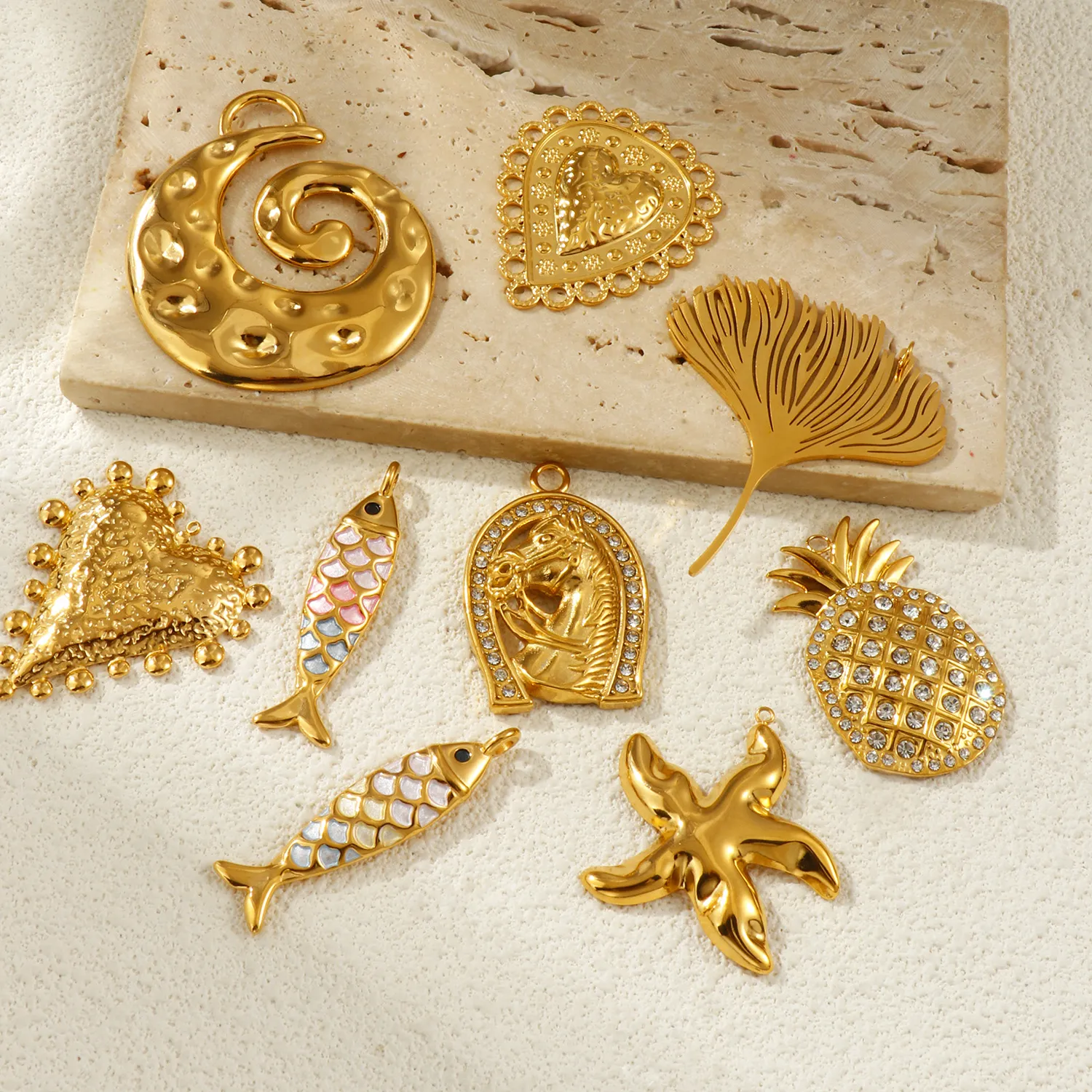 Authentic Sacred Icons of Earth and Tide: 18K Gold Plated Talismanic Charms