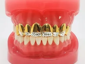 Authentic Empower Your Smile with Golden Radiance: Princess Diamond Cut Grillz