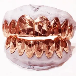 Authentic The Gilded Resonance: Custom-Forged Rose Gold Nugget Grillz