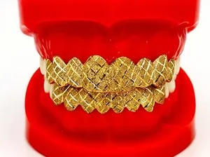Authentic Radiant Solar Resonance 18K Gold-Plated Diamond-Cut Grillz