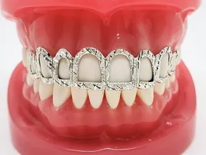 Authentic Open Face Custom Grillz W/ Diamond Cut+Dust Silver Yellow Rose Gold Plated