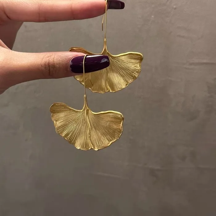 Authentic Ethereal Ginkgo Leaf Dangles: Golden Guardian Earrings