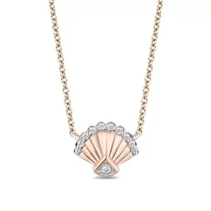 Authentic 1 Ct Round Cut Simulated Diamond Women's Seashell Pendant 14K Rose Gold Plated