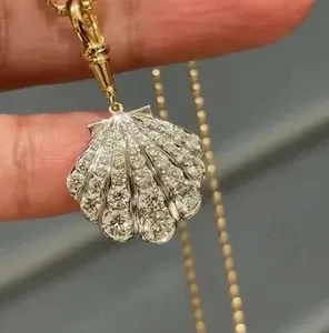 Authentic Radiant Tide Seashell Pendant in 14K Yellow Gold Plated Brilliance