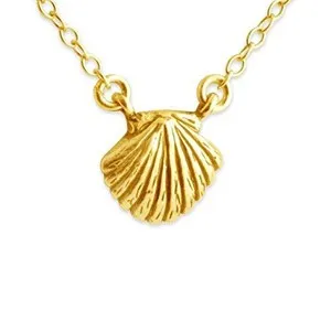 Authentic Azaggi Gold Plated Necklace Seashell Pendant Clam Shell Shellfish Animal Jewelry