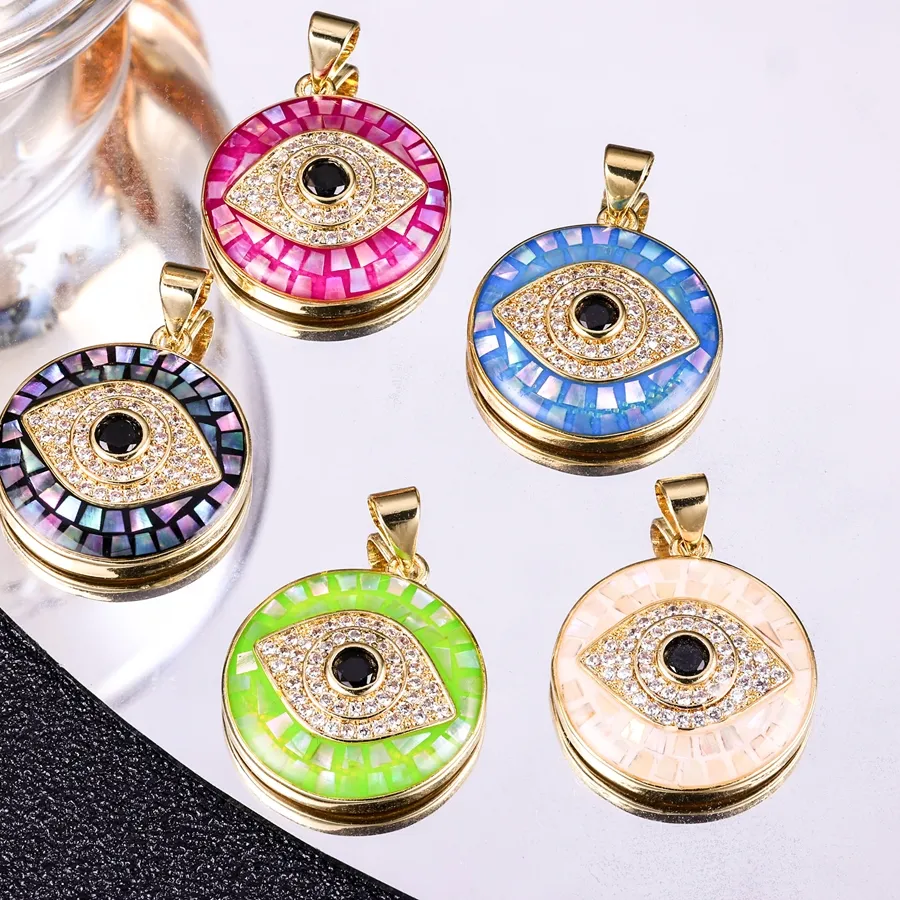 Authentic Eternal Guardian 18K Gold Plated Opal Shell Evil Eye Talisman