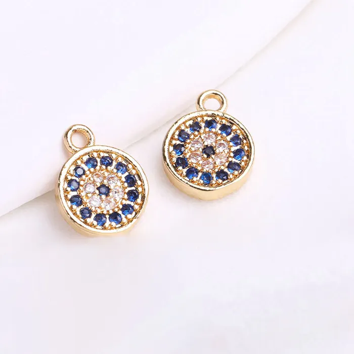 Authentic Trendy 14K Gold Plating Turkish Eye Pendants,Inlaid Zircon Evil Eye Charms For Jewelry Making,DIY Handmade Crafts