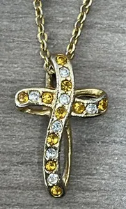 Authentic The Golden Ribbon Cross: November Birthstone & Austrian Crystal Talisman