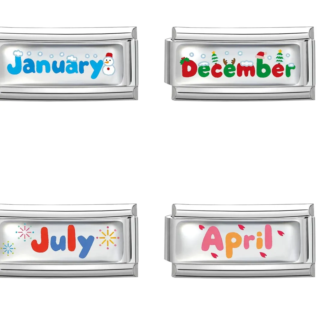 Authentic Colorful 12 Months November December Long Italian Charm Links Fit 9mm Bracelet DIY Making Jewelry