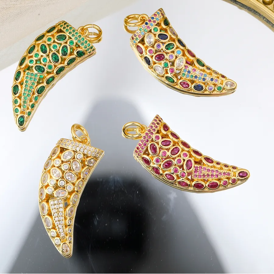 Authentic Prismatic Fang Of Vigilance 18K Gold- Plated Rainbow Crystal And Evil Eye Talisman