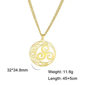 Authentic LIKGREAT Viking Celtic Moon Pendant Necklace Crescent Spiral Triskele Triangle N