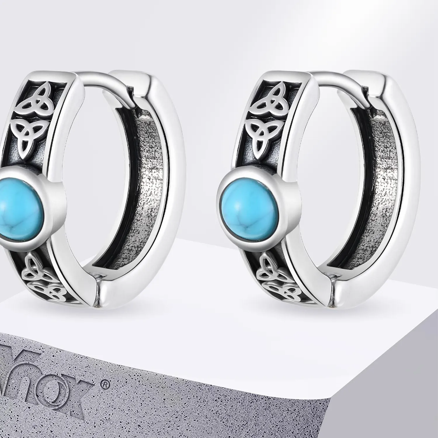 Authentic Celtic Path Turquoise Guardian Hoops