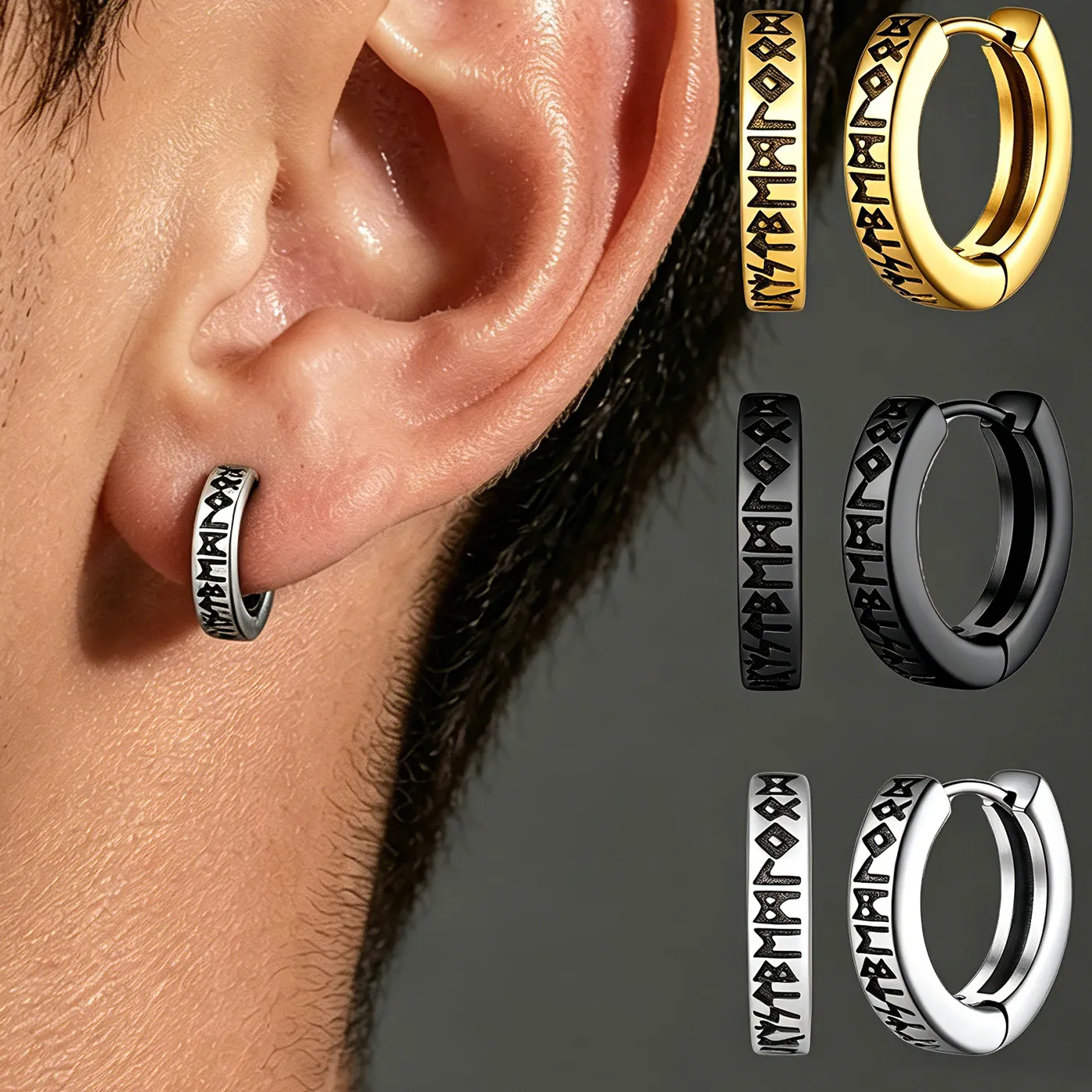 Authentic Rune‑Forged Huggie Hoops – Viking Spirit Guardians
