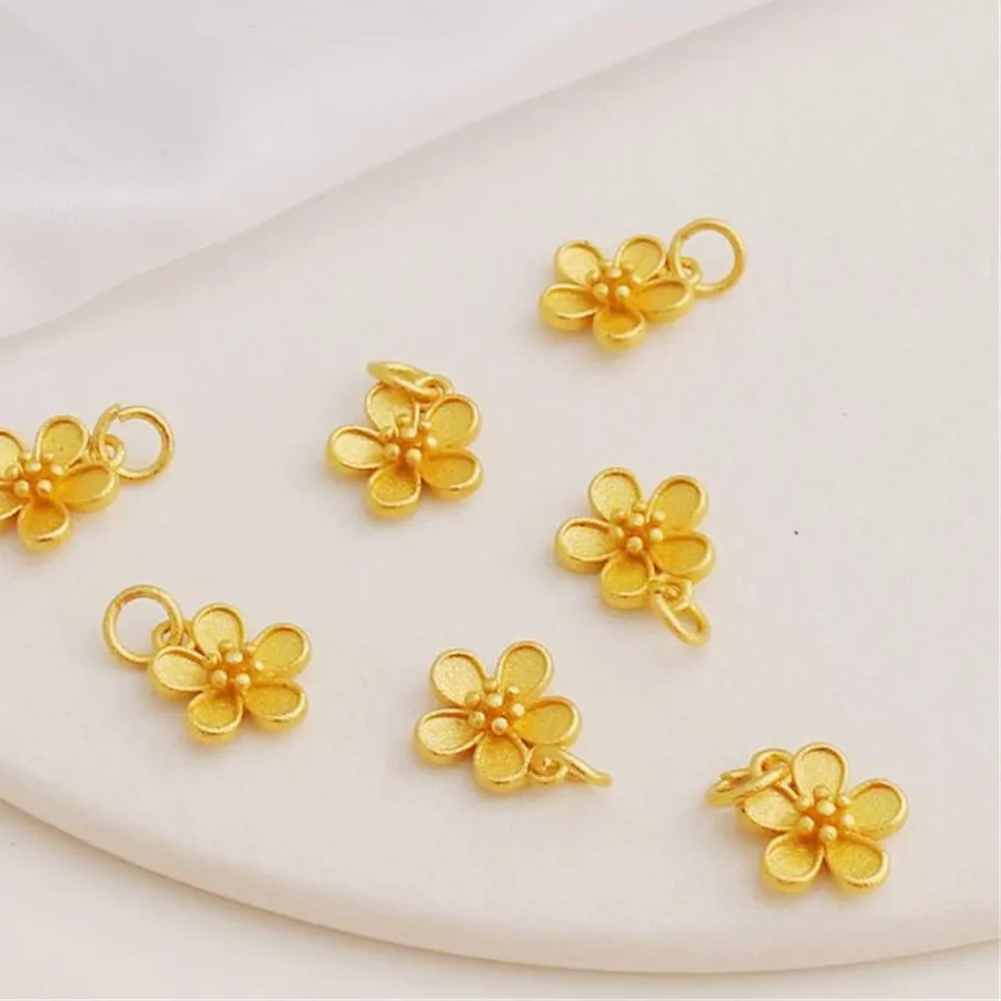 Authentic The Gilded Blossom of Eternal Harmony 18K Matte Gold Five-Petaled Pendant