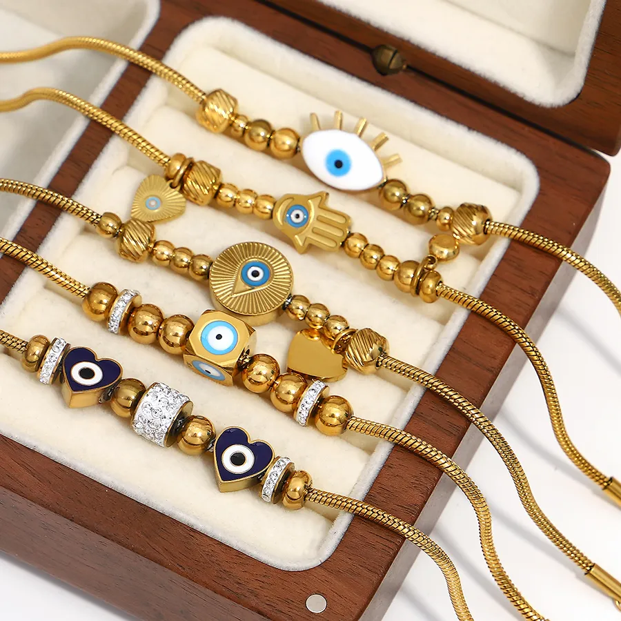 Authentic Greatera Trendy Turkish Evil Eye Charm Bracelets for Women Gold Plated Chain Zircon Bracelet Waterproof Jewelry