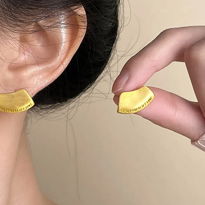 Authentic Creative Matte Brushed Auricle Stud Earrings for Women Pinna Earring Cyberpunk Style Female Daily Vacation Jewelry Party Gifts