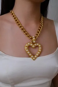 Authentic Vintage Givenchy Heart Necklace Gold Plated Matte Gold Collector Piece