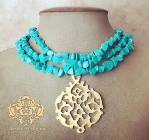 Authentic The Azure Tides Amulet: Turquoise Howlite in 22k Matte Gold